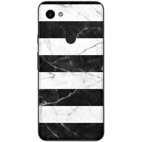 Black and White Striped Marble Google Pixel 3a XL Skin